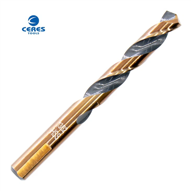 HSS M35 DIN338 Gintaro ir juodos apdailos grąžtas, visiškai įžemintas